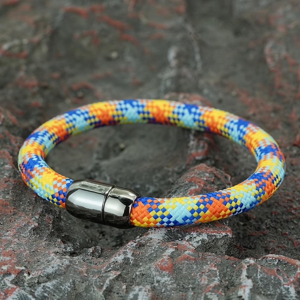 Men's 8mm Wide Rope Bracelet with Black Magnetic Clasp
